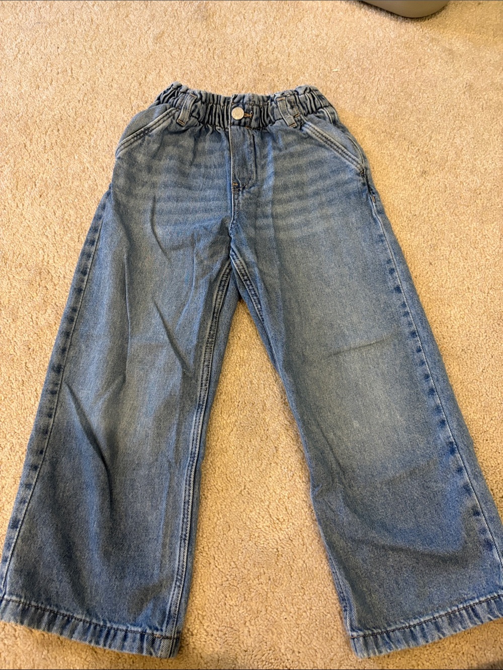 H&M Light Blue Elastic-Waist Denim Jeans for Kids